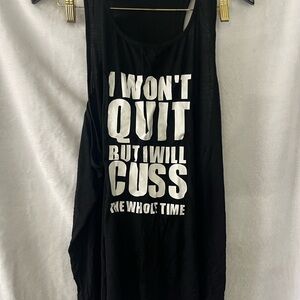 Black Tank Top with Bold White Text